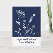 ネイビーブルーのグループ白い植物から元気になる カード (正面)