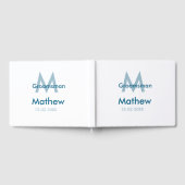 ネイビーブルーのグルームズマン名レター日付男性用 ゲストブック (全面)