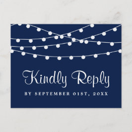 ネイビーブルーのコレクションに結婚ひも灯る インビテーションポストカード