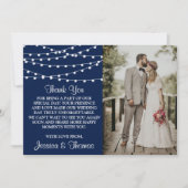 ネイビーブルーのコレクションに結婚ひも灯る サンキューカード (正面)