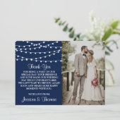 ネイビーブルーのコレクションに結婚ひも灯る サンキューカード (スタンド正面)