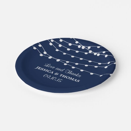 ネイビーブルーのコレクションに結婚ひも灯る ペーパープレート (アングル)