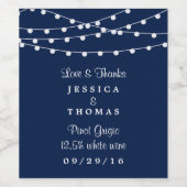 ネイビーブルーのコレクションに結婚ひも灯る ワインラベル (シングルラベル)