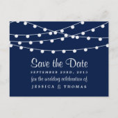 ネイビーブルーのコレクションに結婚ひも灯る 案内ポストカード (正面)