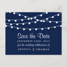 ネイビーブルーのコレクションに結婚ひも灯る 案内ポストカード
