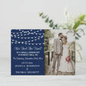 ネイビーブルーのコレクションに結婚ひも灯る 案内状 (スタンド正面)