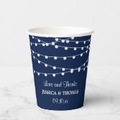 ネイビーブルーのコレクションに結婚ひも灯る 紙コップ (裏面)