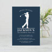ネイビーブルーのゴルフ引退パーティー🎉🏌🏻 招待状 (スタンド正面)