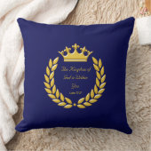ネイビーブルーのゴールデンクラウン&バイブル聖句 クッション (ブランケット)