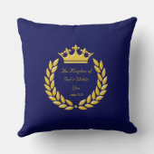 ネイビーブルーのゴールデンクラウン&バイブル聖句 クッション (裏面)