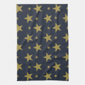 ネイビーブルーのゴールデンスターエレガントズ – とタイムレス キッチンタオル (縦)