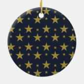 ネイビーブルーのゴールデンスターエレガントズ – とタイムレス セラミックオーナメント (裏面)