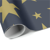 ネイビーブルーのゴールデンスターエレガントズ – とタイムレス ラッピングペーパー (ロールコーナー)