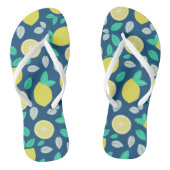 ネイビーブルーのサマーレモンパターン ビーチサンダル (ソール)