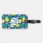 ネイビーブルーのサマーレモンパターン ラゲッジタグ (裏面横)