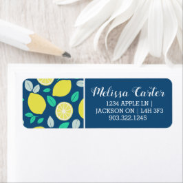 ネイビーブルーのサマーレモンパターン ラベル