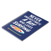 ネイビーブルーのサーファーギフト子供用男子サーフィンサーフ ノートブック (左側)