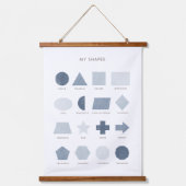 ネイビーブルーのシェイプ教育教室デコール 吊り下げ型タペストリー (正面)