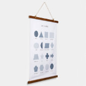 ネイビーブルーのシェイプ教育教室デコール 吊り下げ型タペストリー (傾斜あり)