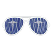 ネイビーブルーのシルバークロムカドゥセウスのメディカルシンボル アビエーターサングラス (正面)