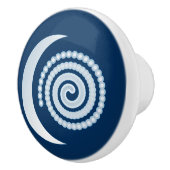 ネイビーブルーのシルバームーンスパイラル セラミックノブ (右)