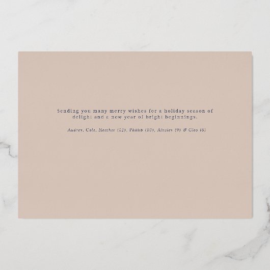 ネイビーブルーのシンプルなチェック柄フレーム 箔シーズンカード (裏面)