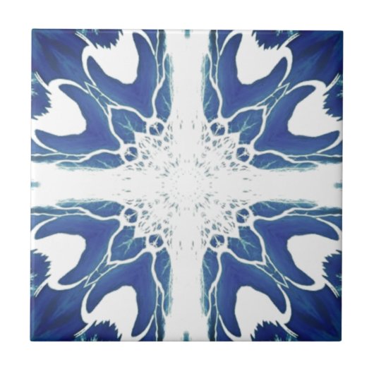 ネイビーブルーのジオメトリデザイン タイル (正面)