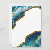 ネイビーブルーのジオードアゲート ゴールドクロス 洗礼 招待状 (裏面)