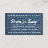 ネイビーブルーのジーン ベイビーシャワー 男の子向け ベビーブック 出産準備に エンクロージャーカード (正面)
