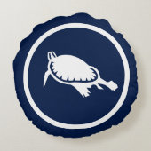 ネイビーブルーのスイミングカメ航海の ラウンドクッション (裏面)