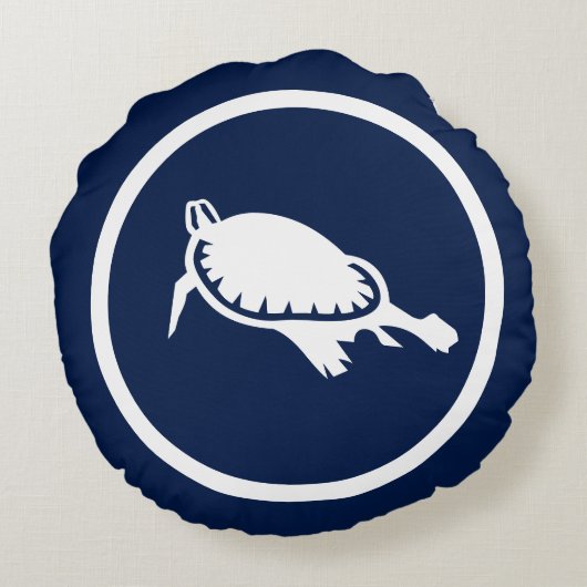 ネイビーブルーのスイミングカメ航海の ラウンドクッション (裏面)