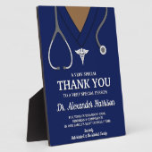 ネイビーブルーのスクラブ 医療従事者 ありがとう フォトプラーク (側面)