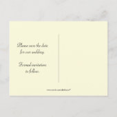 ネイビーブルーのスケッチされた花の日付を保存 案内ポストカード (裏面)