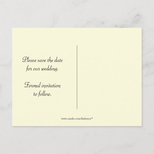 ネイビーブルーのスケッチされた花の日付を保存 案内ポストカード (裏面)