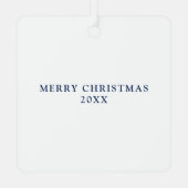 ネイビーブルーのストライプが入ったロープのハート型アンカーのクリスマス メタルオーナメント (裏面)