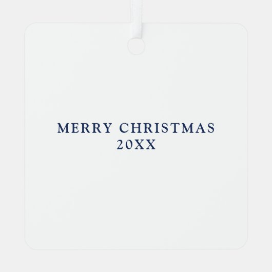 ネイビーブルーのストライプが入ったロープのハート型アンカーのクリスマス メタルオーナメント (裏面)