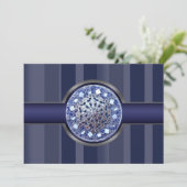 ネイビーブルーのストライプのパーティー招待状 招待状 (スタンド正面)