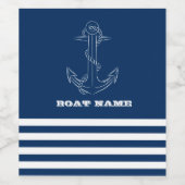 ネイビーブルーのストライプの付いたアンカーが描かれたセーラー服 ワインラベル (シングルラベル)