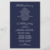 ネイビーブルーのストリングライト ウェディングプログラム (裏面)