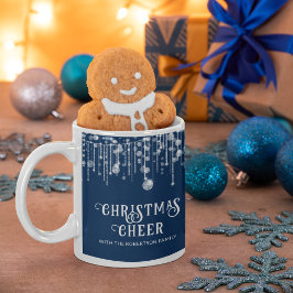ネイビーブルーのストリングライト クリスマスパーティー コーヒーマグカップ