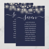 ネイビーブルーのストリングライト テーブル番号 席次表 招待状 (正面/裏面)