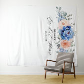 ネイビーブルーのスレート ダスティーブルッシュピンクのブライダルシャワー タペストリー (インサイチュ(横))