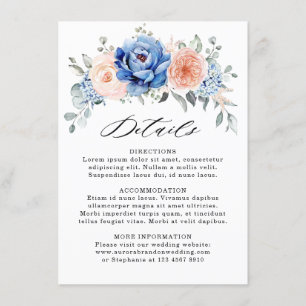 ネイビーブルーのスレート ダスティーブルッシュピンクの結婚式の詳細 エンクロージャーカード