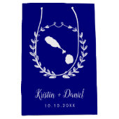 ネイビーブルーのセントクリストファー・ネイビスのマップ結婚の歓迎 ミディアムペーパーバッグ (正面)