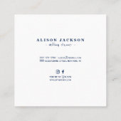 ネイビーブルーのダイヤモンドドレスウェディングプランナー スクエア名刺 (裏面)