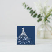 ネイビーブルーのダイヤモンドドレスウェディングプランナー スクエア名刺 (スタンド正面)