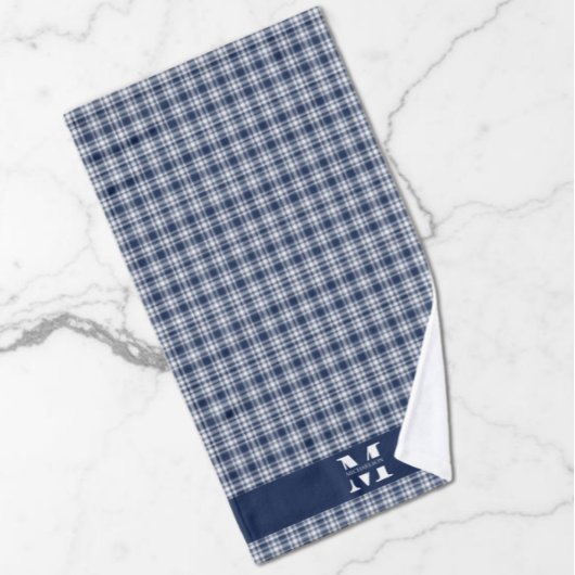 ネイビーブルーのチェック柄 バスタオルセット