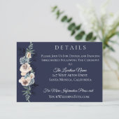 ネイビーブルーのチャペル フラワー ウェディング 詳細 招待状 (スタンド正面)