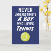 ネイビーブルーのテニスカード 少年 彼 スポーティー カード (黄色い花)