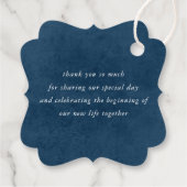 ネイビーブルーのテラコッタ フラワーの結婚式のお礼 フェイバータグ (裏面)